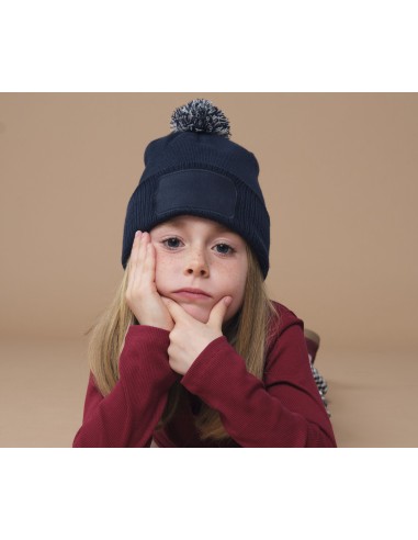 BEE-B443B-Kids Snowstar Patch Beanie